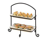 American Metalcraft IS11 2-Tier Rectangular Platter Stand w/ Curled Feet, Small, Wrought Iron/Black