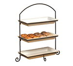 American Metalcraft IS13 3-Tier Rectangular Platter Stand w/ Curled Feet, Large, Wrought Iron/Black