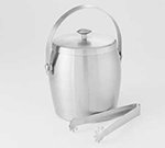 American Metalcraft ISSB4 4.37-in Round Ice Bucket - 34-oz Capacity & Ice Tong, Satin/Stainless