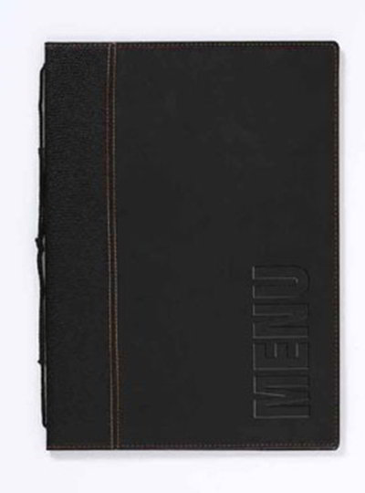 American Metalcraft MCTRLSBL Menu Cover w/ De-Bossed Lettering & 2-Page Insert, Black