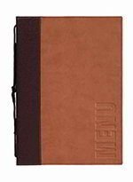 American Metalcraft MCTRLSLB Menu Cover w/ De-Bossed Lettering & 2-Page Insert, Light Brown