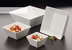 American Metalcraft MELSQ94 9.5-in Square Bowl, Melamine/White