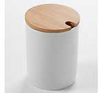 American Metalcraft PCBL12 12-oz Round Canister - Bamboo Lid/White Porcelain