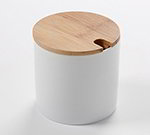 American Metalcraft PCBL9 9-oz Round Canister - Bamboo Lid/White Porcelain