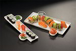 American Metalcraft PORS140 Sushi Plate w/ Built-In Sauce Cup, 13x9.3-in, Porcelain