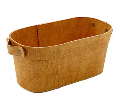 American Metalcraft PWOB8 10" Oblong Basket with Handles - Poplar Wood