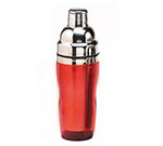 American Metalcraft RAS16 3-Piece Cocktail Shaker w/ 16-oz Capacity, Red/Stainless
