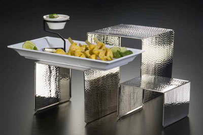 American Metalcraft RSH1 3-Piece Riser Set, Hammered/Stainless