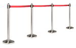 American Metalcraft RSRTRD 15-in Portable Barrier System w/ Retractable Tape, Red/Stainless