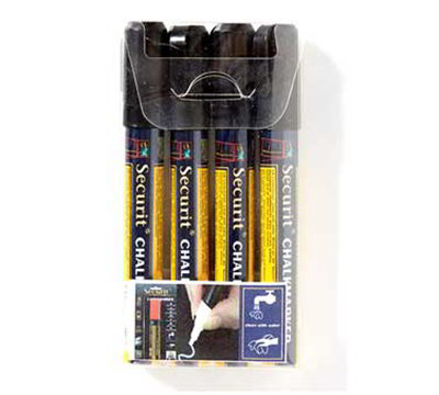 American Metalcraft SMA510V4BL Small Tip Chalk Markers, Black