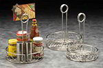 American Metalcraft SSCC7 7.5-in Condiment Rack w/ Center Handle & Slot, Scroll Design, Stainless