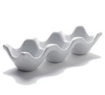 American Metalcraft PEH3 3-Slot Egg Holder Plate - White Porcelain