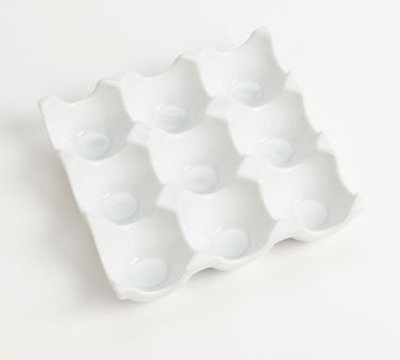 American Metalcraft PEH9 Square Egg Tray w/ 9-Slots, Porcelain, White