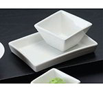 American Metalcraft SCR20 Ribbed Square Sauce Dish w/ 2-oz Capacity, Porcelain