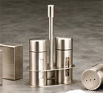 American Metalcraft SP6 3.25-in Salt & Pepper Shaker Set w/ Base, Stainless