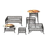 American Metalcraft SSRS8 6-Piece Square Riser w/ Scroll Design, Wrought Iron/Black