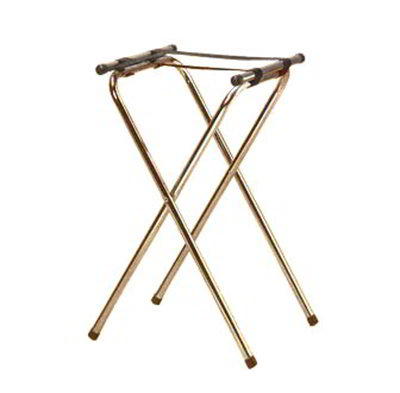 American Metalcraft TRSD1815 31-in Folding Deluxe Tray Stand w/ Nylon Strap, Chrome/Black