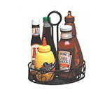 American Metalcraft WBCC8 7.75-in Condiment Rack w/ Center Handle & Slot, Scroll Design, Wrought Iron/Black