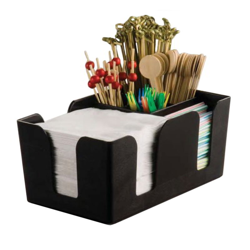American Metalcraft BAR6 Black Plastic Bar Organizer, 6 Compartment