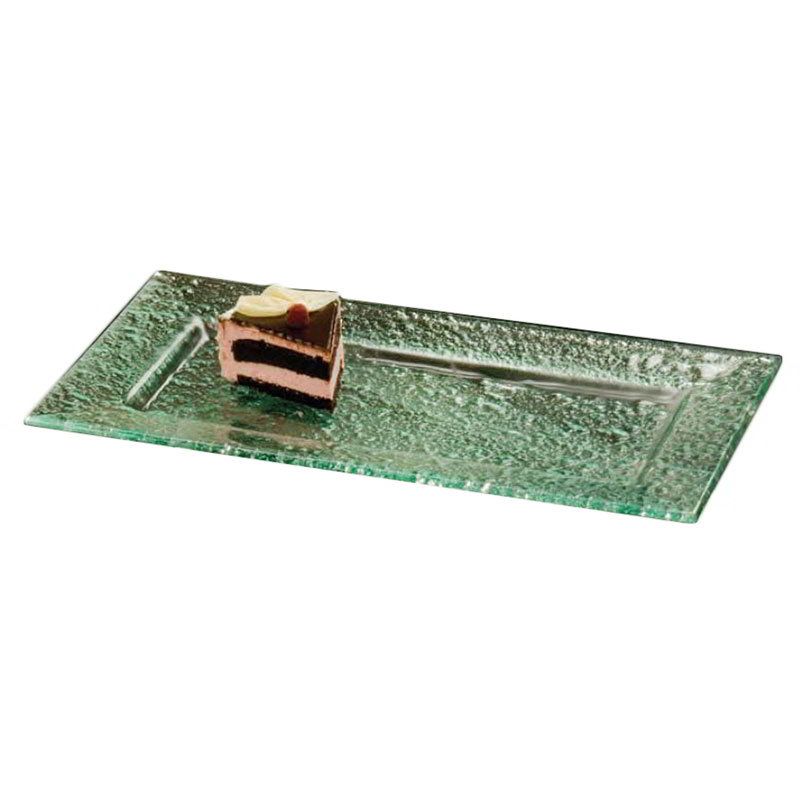 American Metalcraft BG1911 Glacier Glass Platter, 19 in x 11 in, Rectangular, Bubble Glass, Green