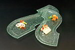 American Metalcraft BG924 Glacier Glass Platter, 24 in x 9 in, S Shape, Bubble Glass, Green