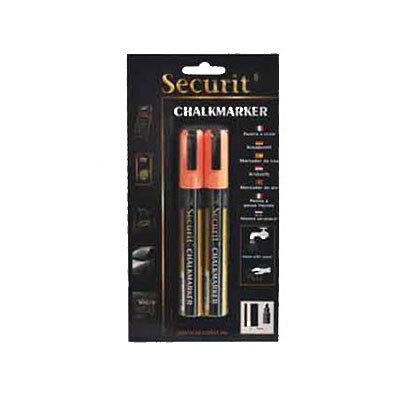 American Metalcraft BLSMA510OR Securit Small Chalk Markers, Rain & Smear Proof, 2-pk, Orange