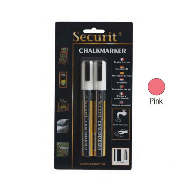 American Metalcraft BLSMA510PI Securit Small Chalk Markers, Rain & Smear Proof, 2-pk, Pink