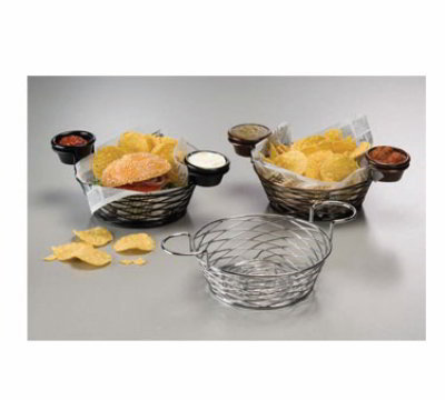 American Metalcraft BNBC80 Round Birdsnest Basket w/ Ramekin Holder, 8 in dia. x 3-5/8 in H, Chrome Finish