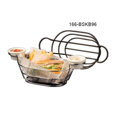 American Metalcraft BSKB96 Basket, 6 in x 9 in, Oval, Ramekin Holders, Wire, Black