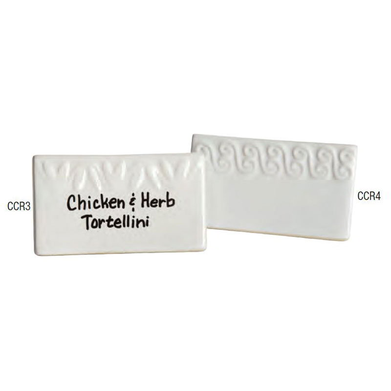American Metalcraft CCR4 Menu Card, 3-3/4 in x 2-3/16 in, Square, Scroll Pattern, Ceramic