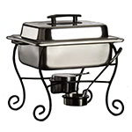American Metalcraft CF50 Black Wrought Iron Chafer Frame & Cup, Half Size, Side Handles