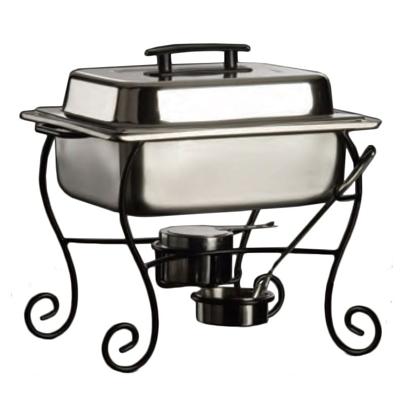 American Metalcraft CF50 Black Wrought Iron Chafer Frame & Cup, Half Size, Side Handles