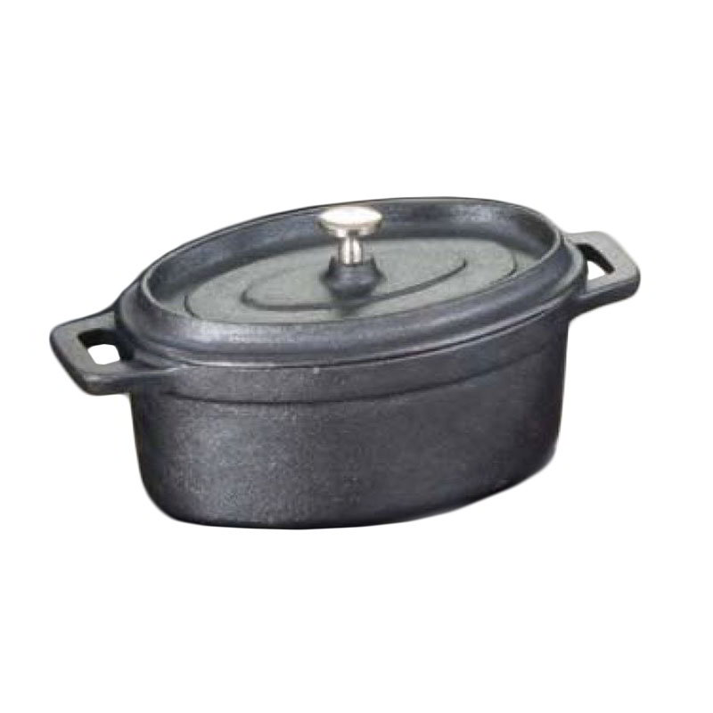 American Metalcraft CIPOV6040 17-1/2 oz Oval Baking Dish w/ Lid, 7.5 L x 4 W, 2-1/4 D, Cast Iron