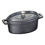American Metalcraft CIPOV745 27-1/2 oz Oval Baking Dish w/ Lid, 8.5 L x 4.5 W, 2.5 D, Cast Iron