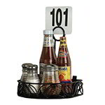 American Metalcraft CRL86 Ironworks Condiment Caddy, 6-1/4 x 8-1/4 x 9 H, Semi Round, Handle, Leaf Design