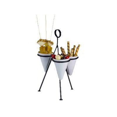 American Metalcraft CSD3 Wrought Iron Cone Stand, Holds 3 Cones, 12 in H, Black