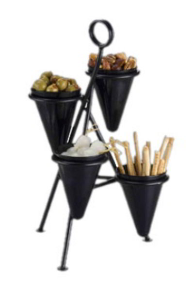 American Metalcraft CSD4 Wrought Iron Cone Stand, Holds 4 Cones, 13.5 in H, Black