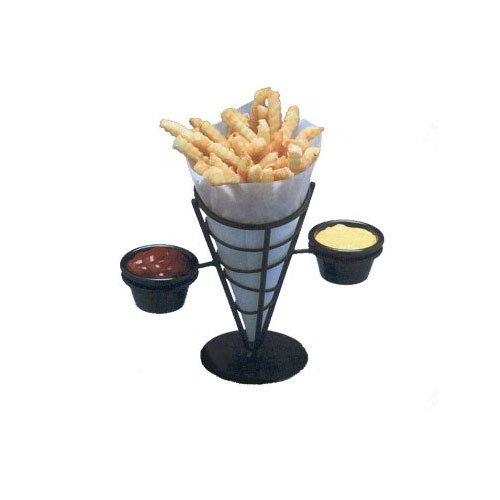 American Metalcraft FBC92 Ironworks French Fry Basket, Conical, 2 Ramekins, 5 in x 9-3/8 in H, Black