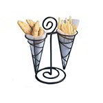 American Metalcraft FBD1012 Ironworks French Fry Basket, 2-Cone Center Handle, 6.25 in x 12.25 in H, Black