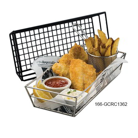 American Metalcraft GCRC1362 Rectangular Tabletop Basket, 13 in W x 2.5 H, Chrome