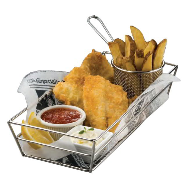 American Metalcraft GCSS6132 Rectangular Tabletop Basket, 13 in W x 2.5 H, Stainless