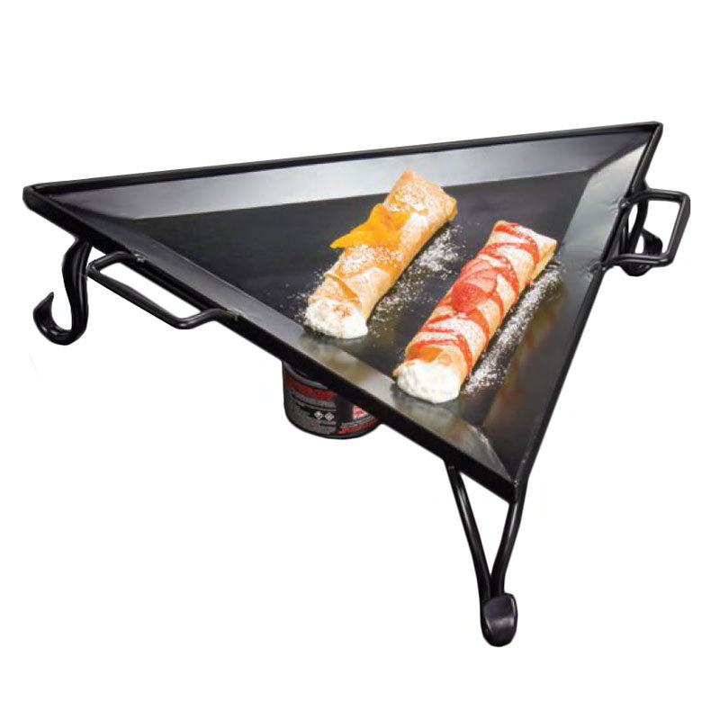 American Metalcraft GST77 Triangular Wrought Iron Griddle w/ Stand, 19.5 x 19.5 x 6-in