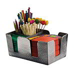 American Metalcraft HMBAR8 4 Compartment Coffee/Bar Organizer, 8 L x 4 W x 4 H, Hammered Stainless Finish