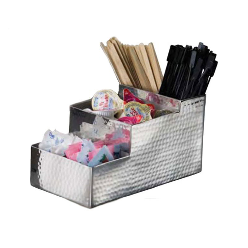 American Metalcraft HMBAR9 6 Compartment Coffee/Bar Organizer, 8.5 W x 4.5 H, Hammered Stainless Finish
