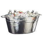American Metalcraft HMDOB19149 Party Tub, 13-1/2 in H x 19-1/2 in L x 9 in Dia., Hammered 18/8 Stainless Steel