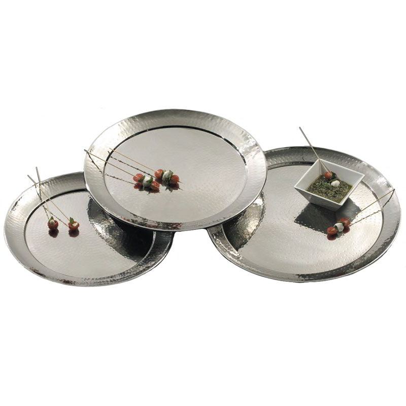 American Metalcraft HMRST1301 Tray/Platter, 13.5 in, Round, Stainless Steel, Hammered Finish