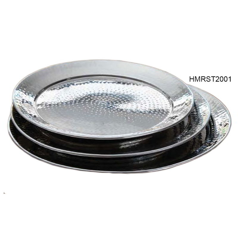 American Metalcraft HMRST2001 Tray/Platter, 20 in Dia., Round, Stainless Steel, Hammered Finish