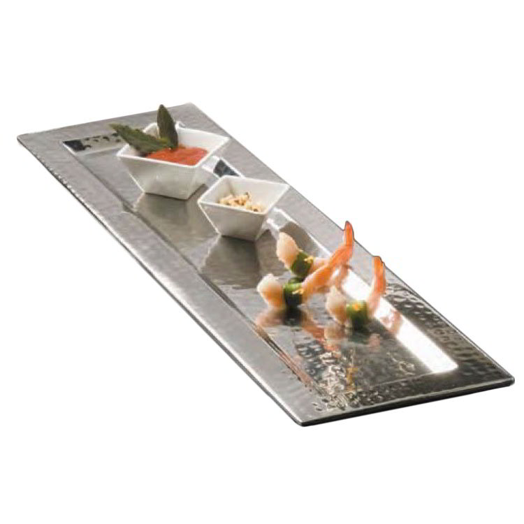American Metalcraft HMRT247 Tray/Platter, 23-3/4 x 7-1/2 in, Rectangular, Hammered Finish, Stainless Steel