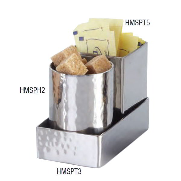 American Metalcraft HMSPH2 Stainless Steel Sugar Packet Holder, 2 in dia. x 2-3/4 in H, Hammered Finish