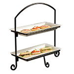 American Metalcraft IS11 Platter Stand, Small, Rectangular, 2 Tiered, Black Wrought Iron